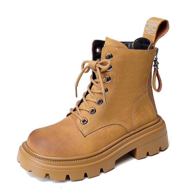 Women's Korean Style Martin British Autumn Thick Bottom Breathable Fried Boots
