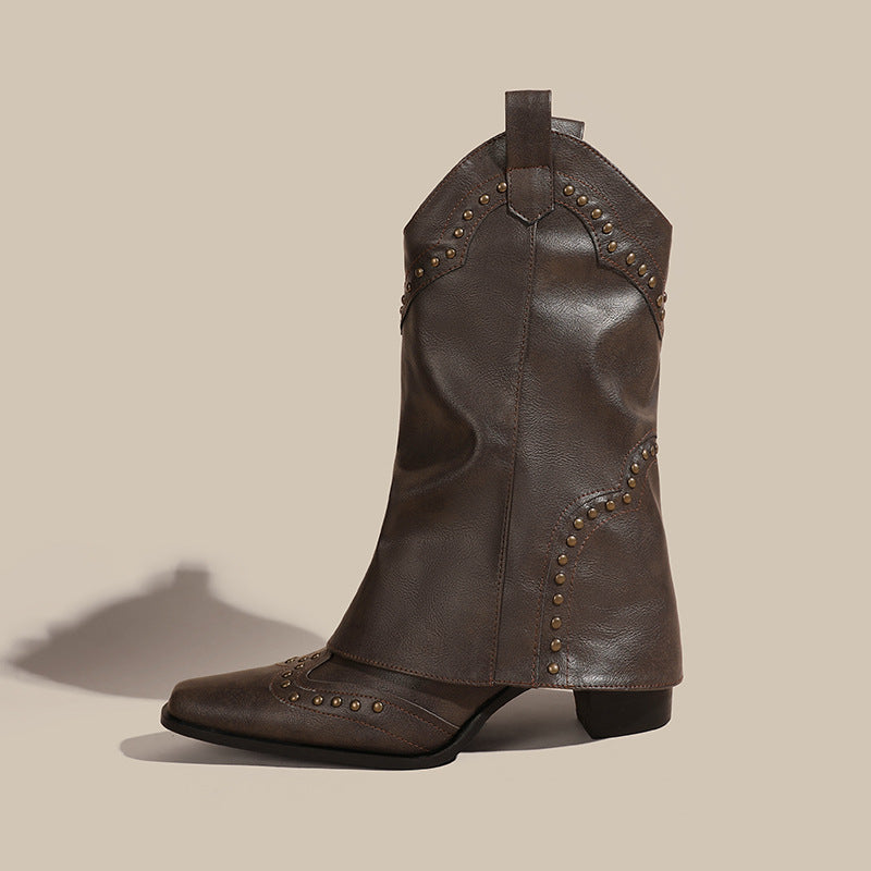 Women's Plus Size Vintage Pointed Toe Knee-high Boots