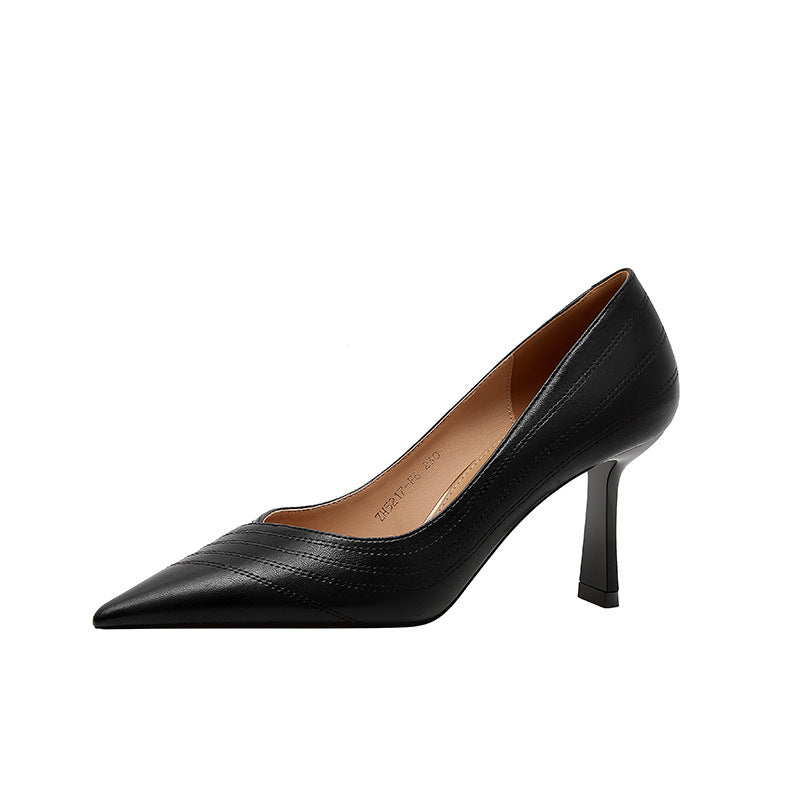 Women's Korean Style Shallow Mouth Black Single-layered Women's Shoes