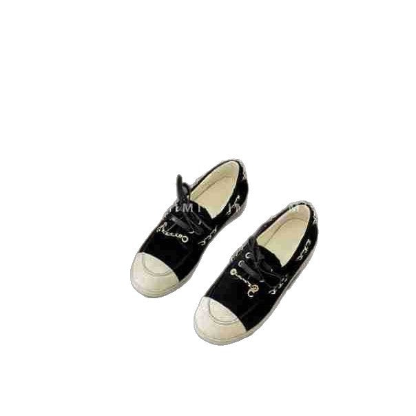 Women's Spring Classic Style Metal Chain Suede Flat Bottom Color Sneakers