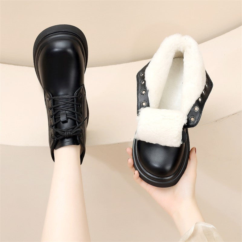 Women's Genuine Platform Martin Soft Bottom British Style Fried Street Boots