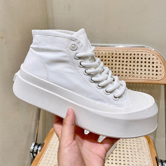 Women's Platform Big Head White Round Toe Women's Canvas Shoes
