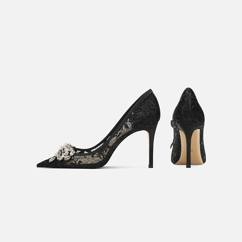 Summer Wedding Fairy Pointed Nude Color Stiletto Women's Fashion Shoes