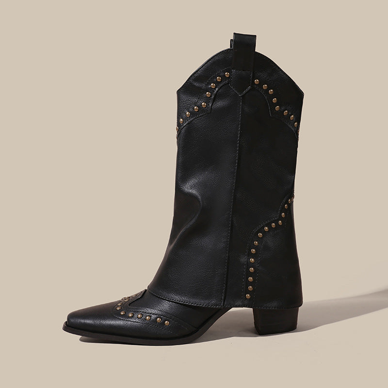 Women's Plus Size Vintage Pointed Toe Knee-high Boots