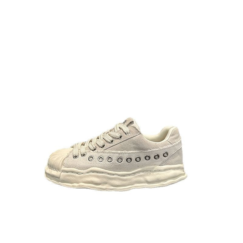 Women's & Men's Stitching Shell Toe Dissoed Design Platform Sneakers