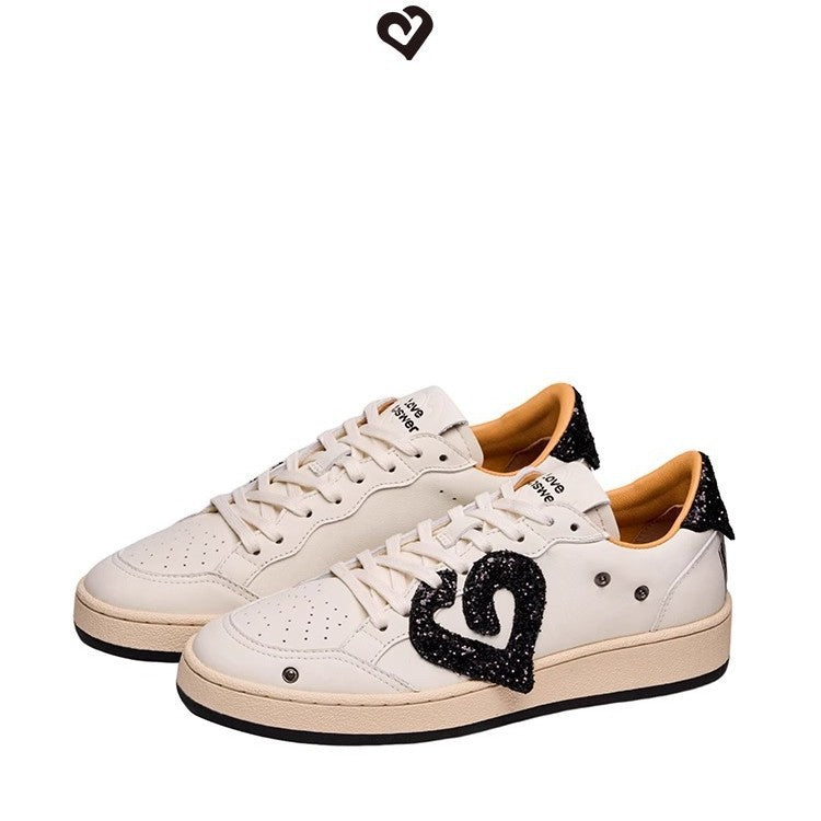 Women's First Layer Cowhide Versatile Breathable White Men's Board Shoes