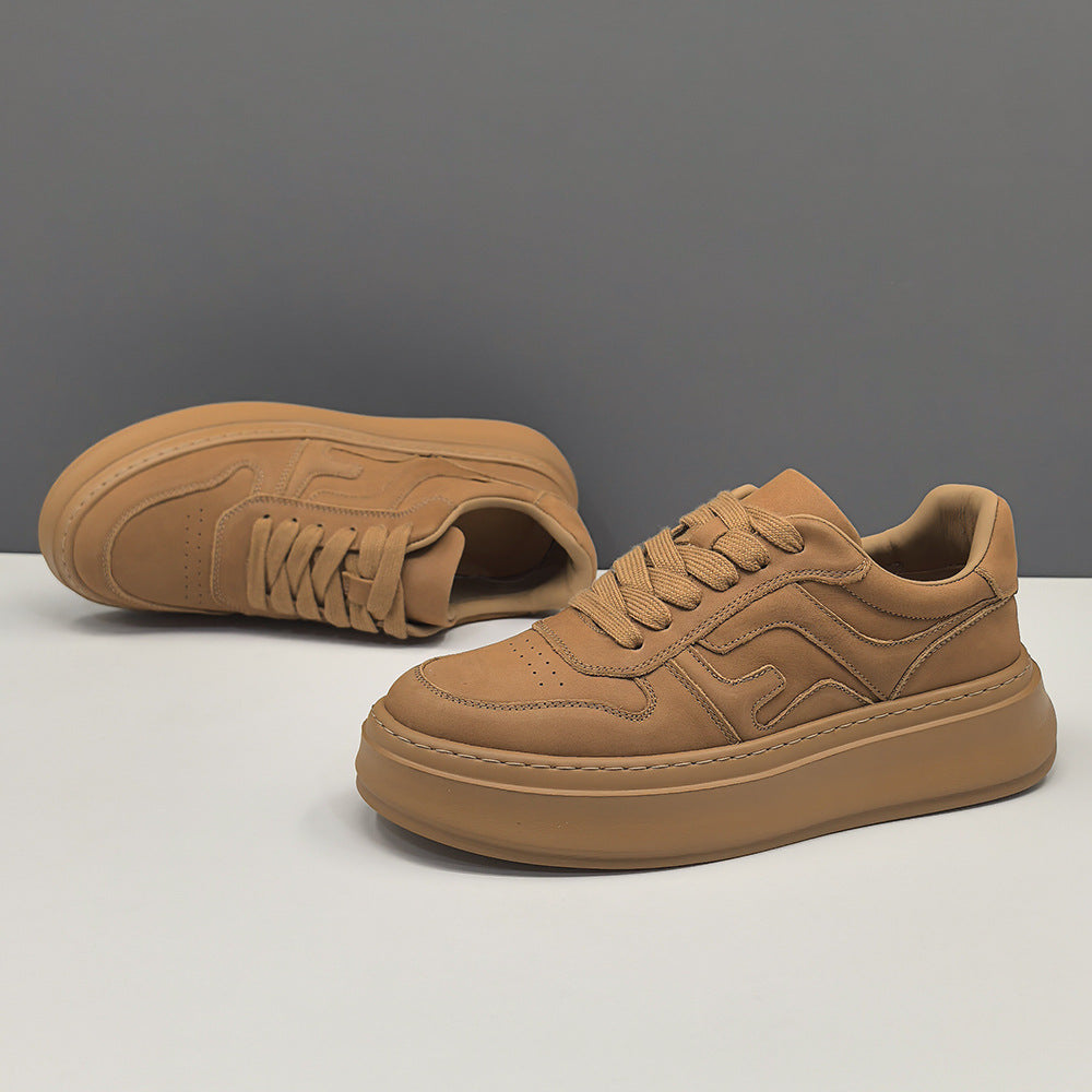 Men's Boys Fashion Top Layer Cowhide Platform Sneakers