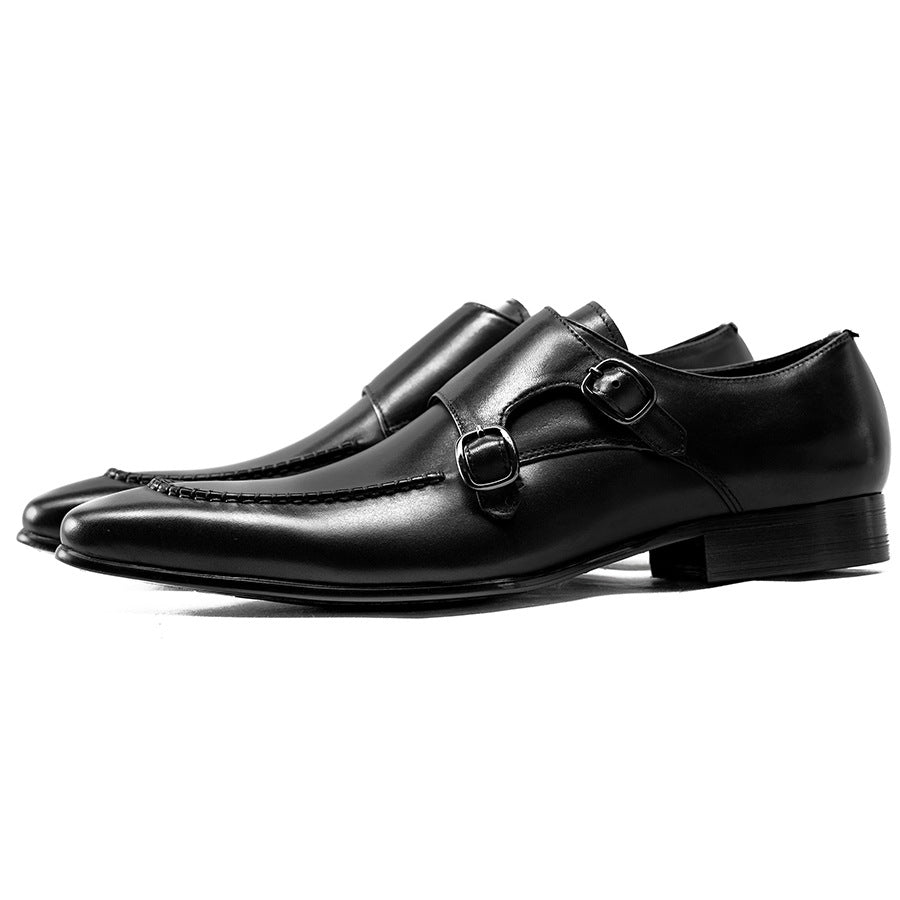Men's Pointed Toe Side Buckle Trendy British Casual Shoes