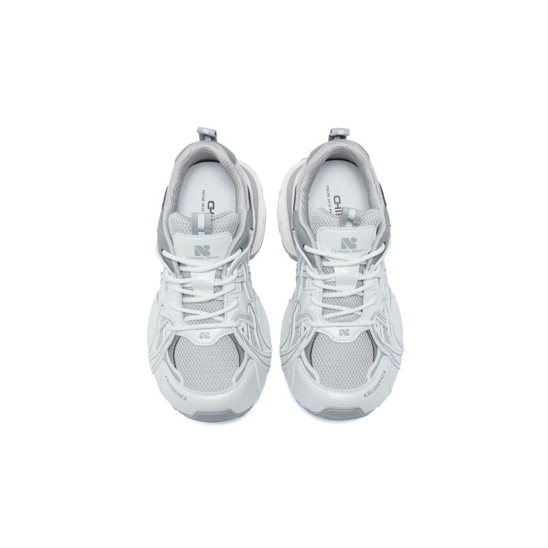 Women's Mesh Bottom Platform Dad Fleece-lined Slimming Small Women's Sports Shoes