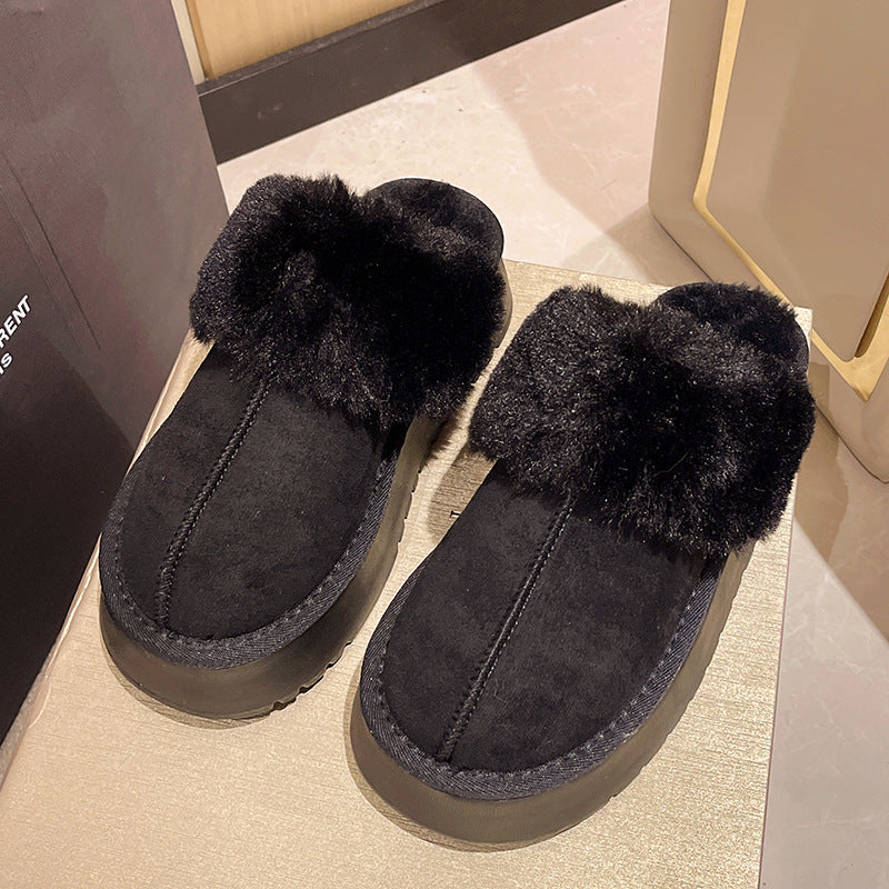 Women's Thick Bottom Fur Cotton Winter Wear Fleece-lined Warm High-grade Slippers