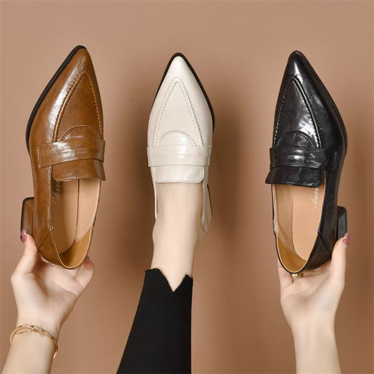 Women's French Style Vintage Trendy Pointed Toe Korean Square Women's Fashion Shoes