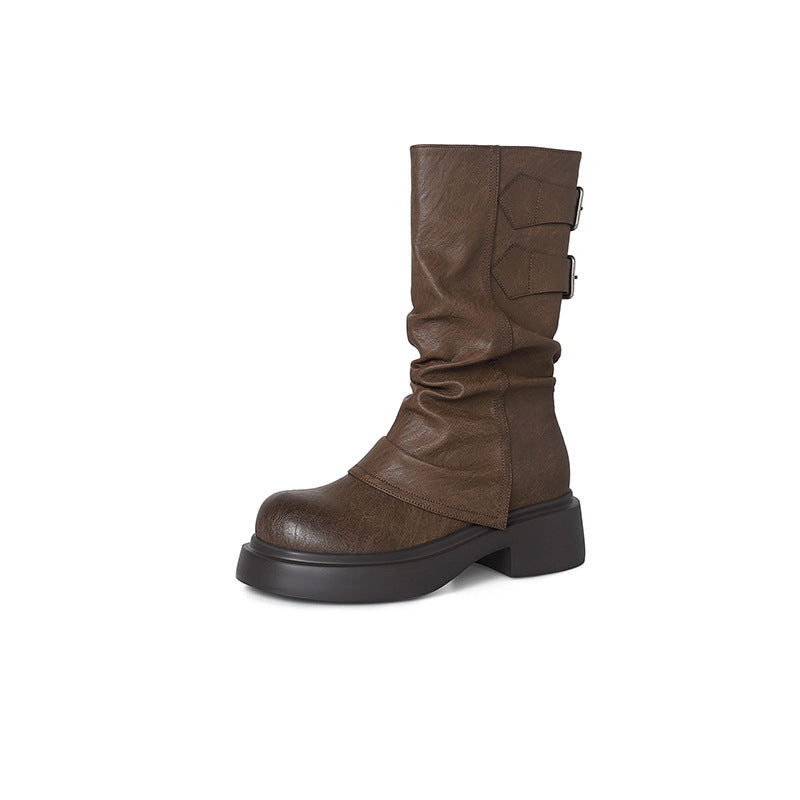 Women's Pile Style For Platform Pants Knight Women's Leather Boots