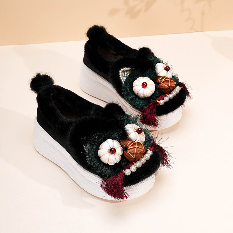 Head Handmade Adult Cloth Platform Outer Women's Shoes