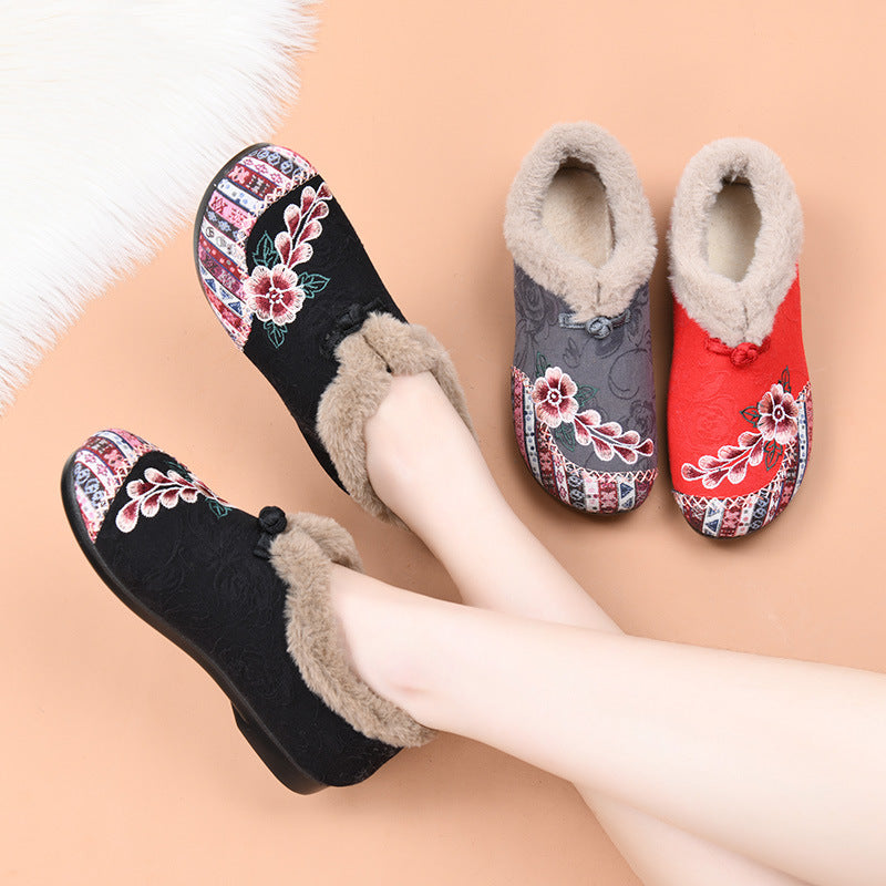 Old Cloth Cotton Embroidered Bag Fluffy Women's Shoes