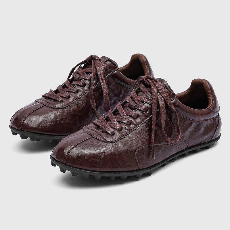 Men's Toe German Training British Style Leisure Commute Classic Retro Men's Casual Leather Shoes