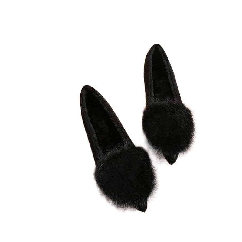 Women's Toe Mink Fur Sport Veet Padded Plus Women's Casual Shoes
