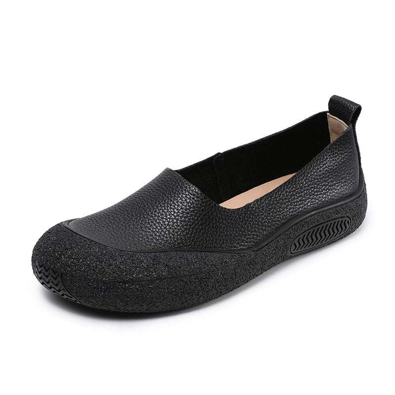 Women's Genuine Shallow Mouth Top Layer Cowhide Women's Shoes