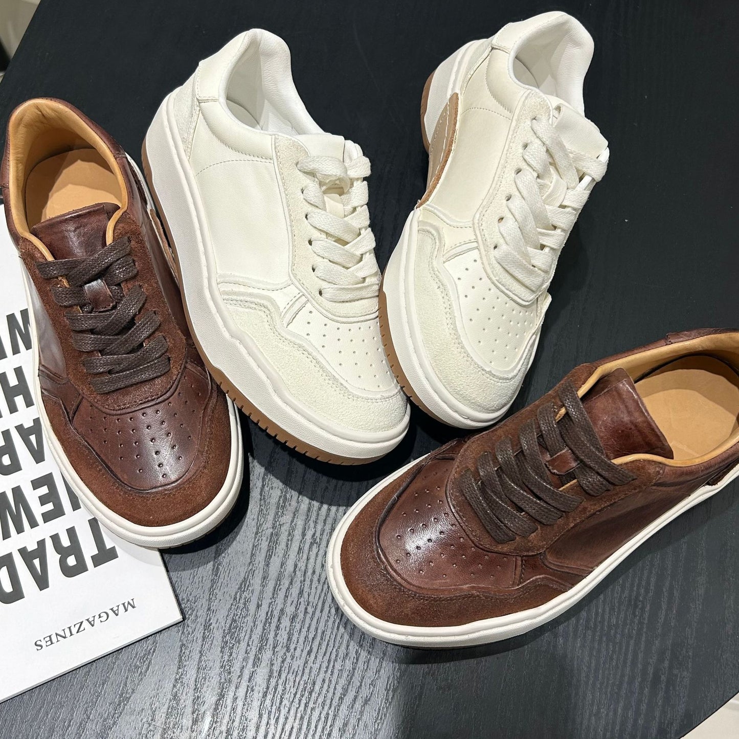 Women's Washed Horse Autumn Fashionable Versatile Breathable Women's Board Shoes