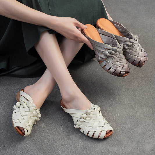 Women's Vintage Hand-woven Fairy Style Niche Trendy Flat Slippers
