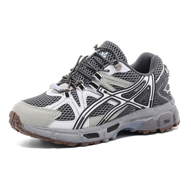 Ling Summer Wear Mesh Retro Style Gray Niche Unisex Men's Sports Shoes
