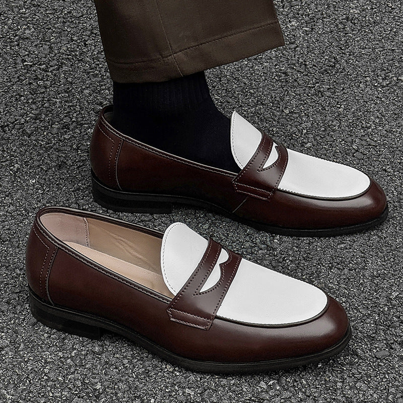 Men's Retro Color Matching British American Slip-on Loafers/doug Shoes