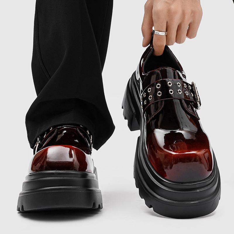 Men's British Style Comfortable Small Winter Raise The Bottom Brown Men's Casual Leather Shoes