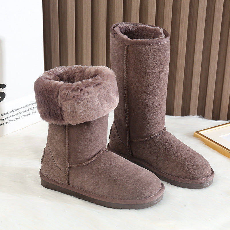 Women's Length Warm Fashion Suede Plus Veet Snow Boots
