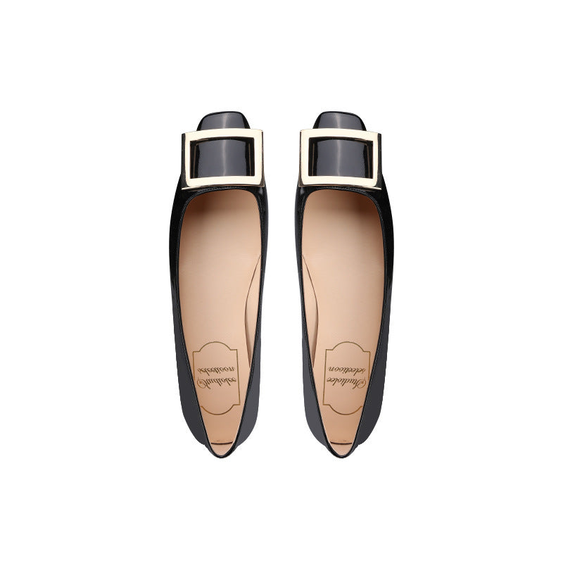 Square Buckle Low-cut Low Flat Commuter Women's Shoes