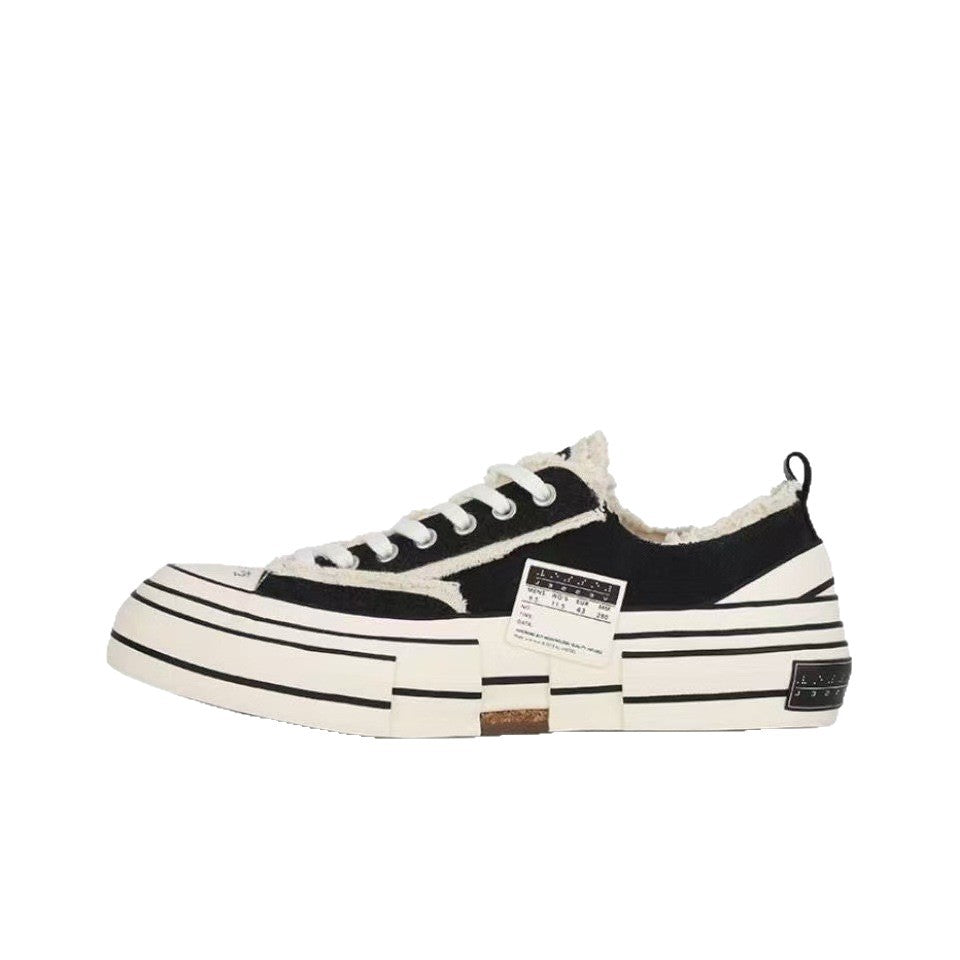 Beggar Vulcanized Hidden Platform Couple Real Canvas Shoes