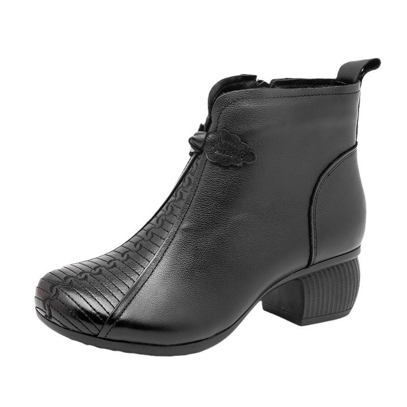 Soft Soled Surface Thick Mid Ethnic Boots