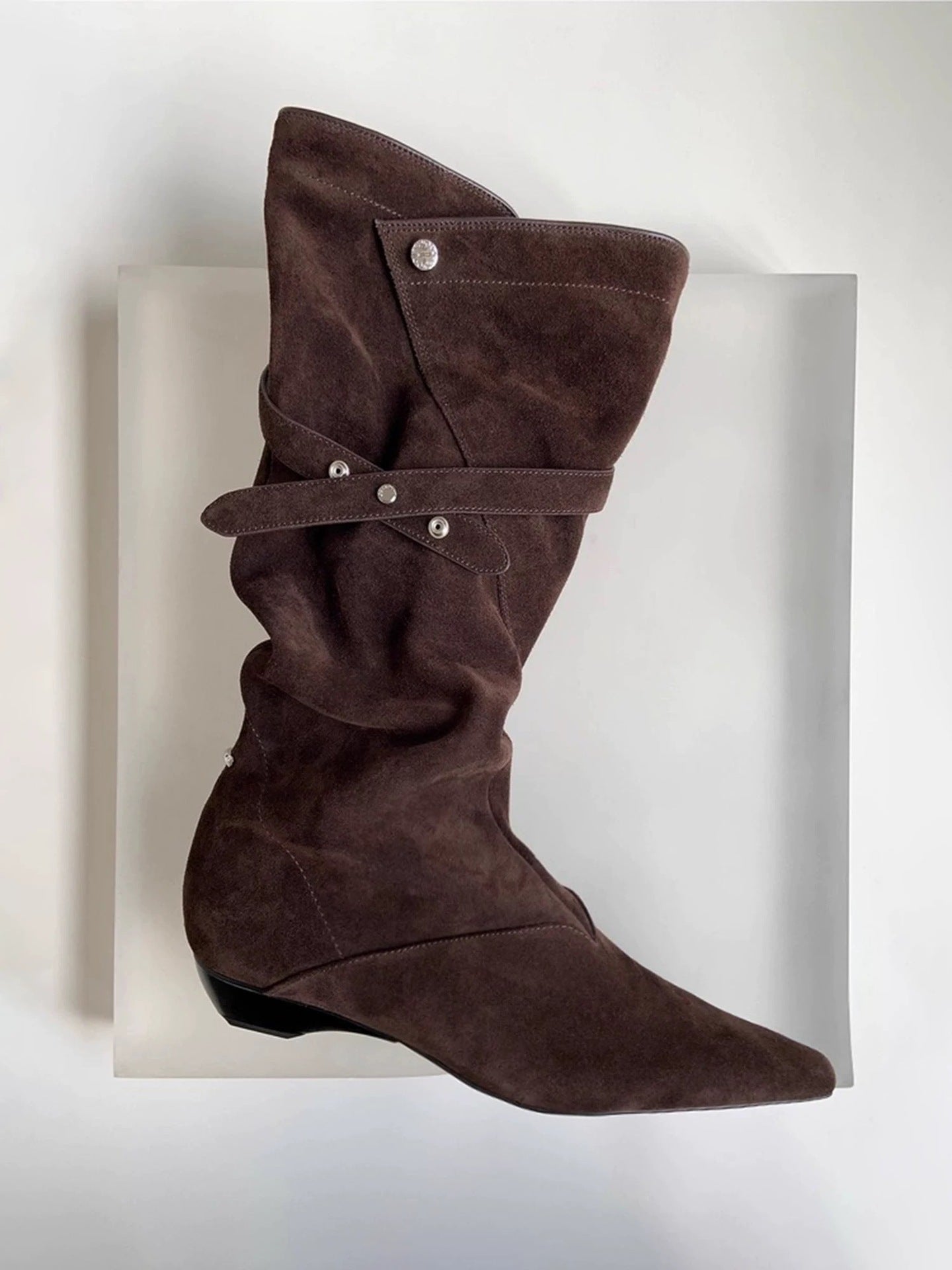 V-shaped Buckle Western Cowboy Thigh High Long Female Flanging Two-way Boots