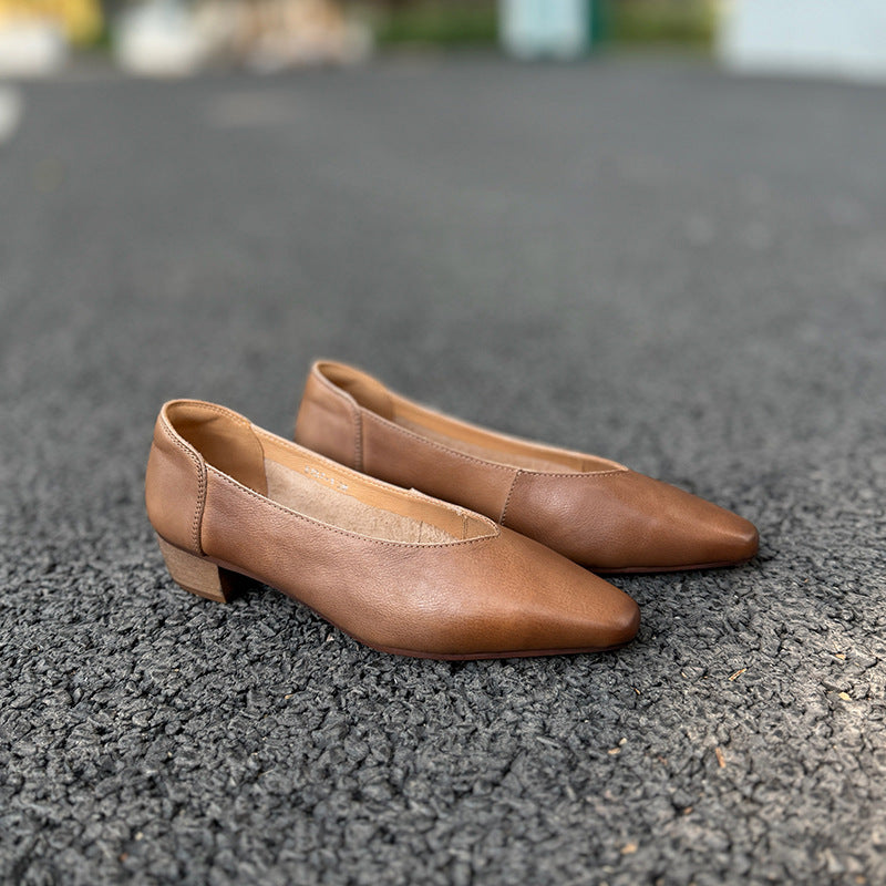 Women's Spring French Style Temperament Low Commuter Heels