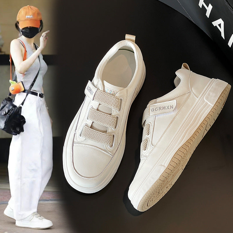 Women's Breathable One Pedal White Spring Genuine Sneakers