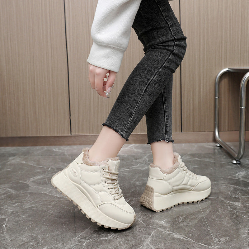 Winter Platform Cotton Fleece-lined Warm Hight Increasing Sneakers