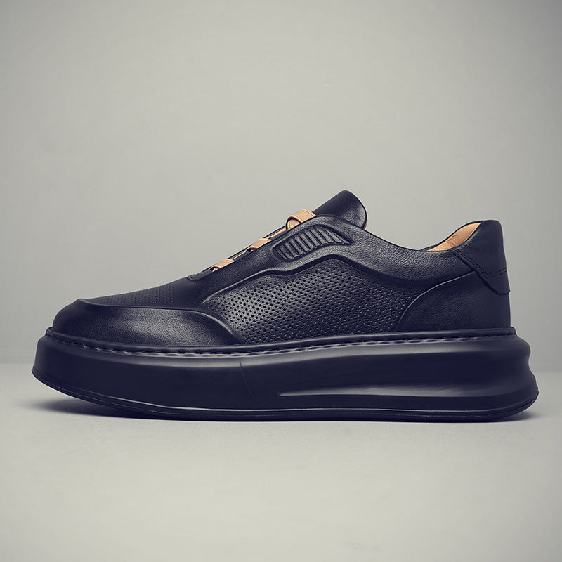 Men's First Layer Cowhide White Versatile Breathable Men's Board Shoes