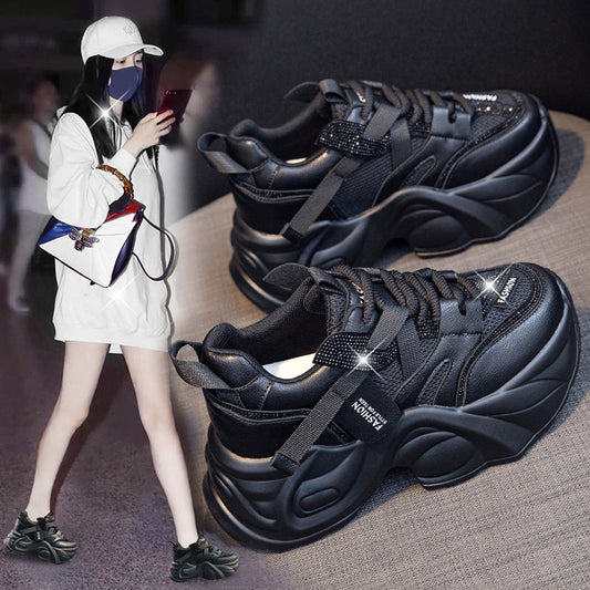 Women's Dad Autumn Genuine Breathable Platform Height Increasing Sneakers