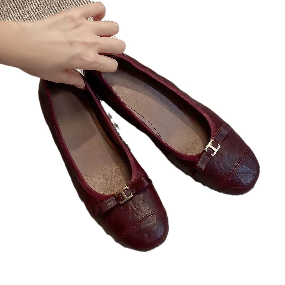 Women's Soft Sheepskin Low Round Head Low-cut Women's Fashion Shoes