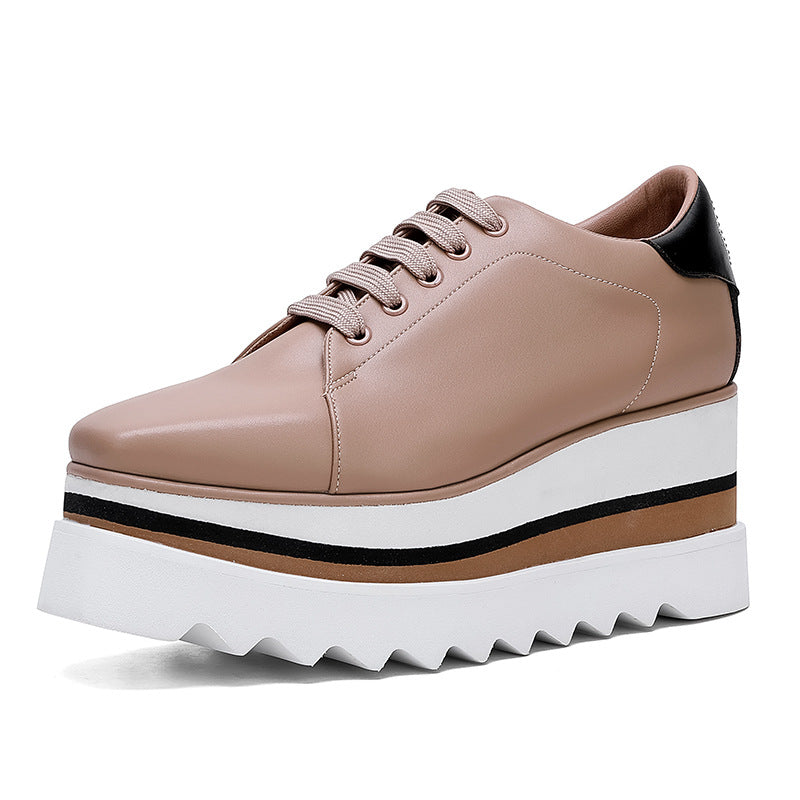 Women's Square Toe Wedge Platform Striped Bottom Women's Casual Shoes