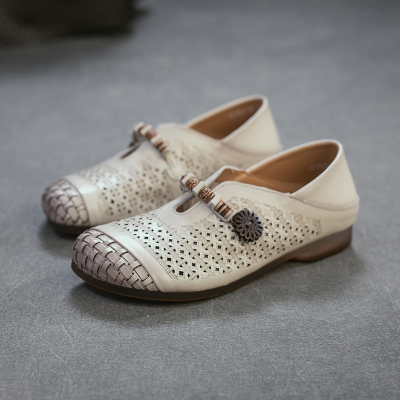 Classic Women's Retro Style Cowhide Comfortable Men's Shoes