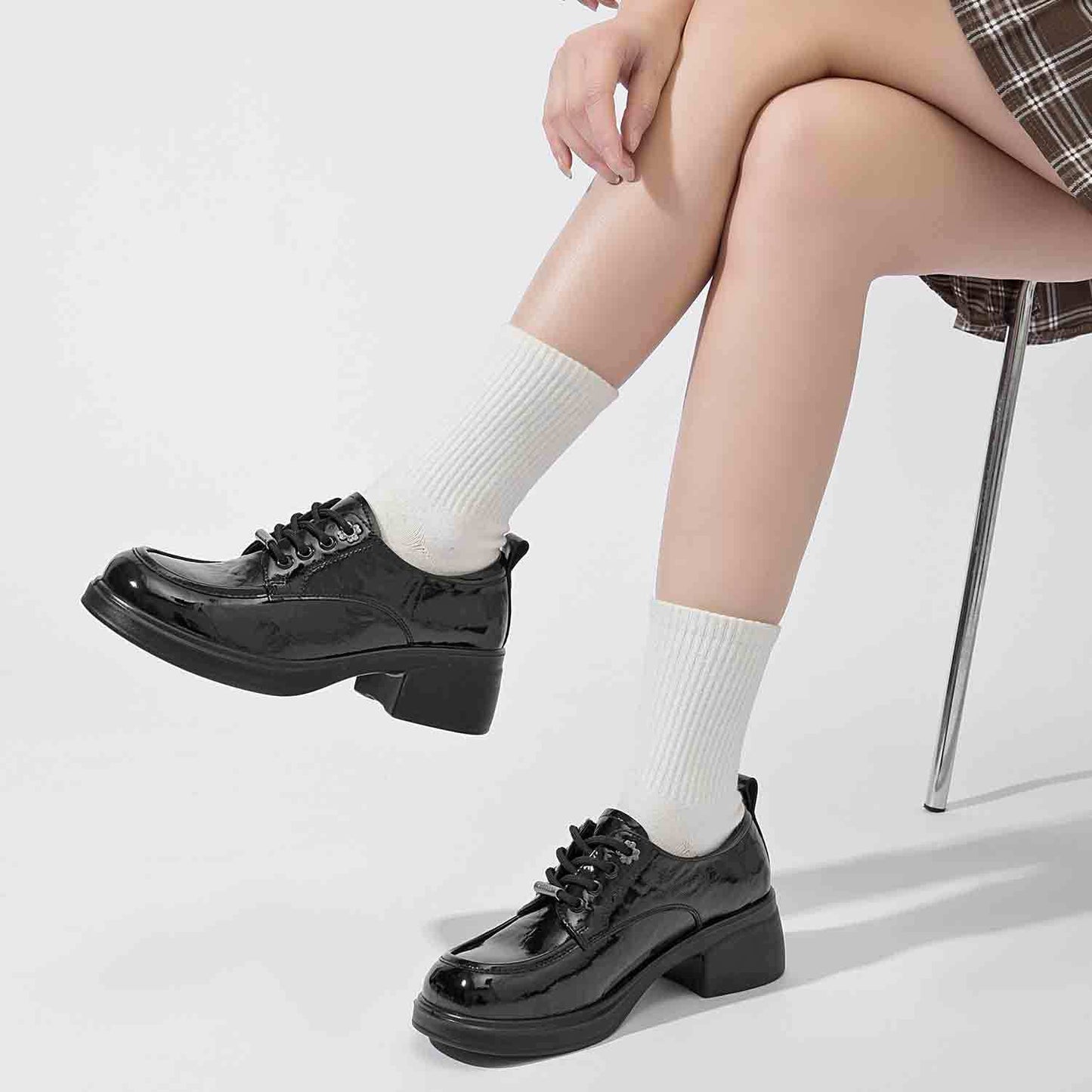 Women's Platform Spring British Retro Black Loafers