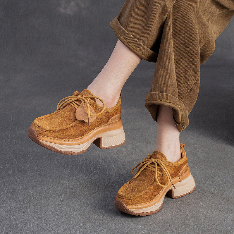 Women's Shu First Layer Cowhide Platform Comfortable Sports Versatile Fashion Women's Shoes