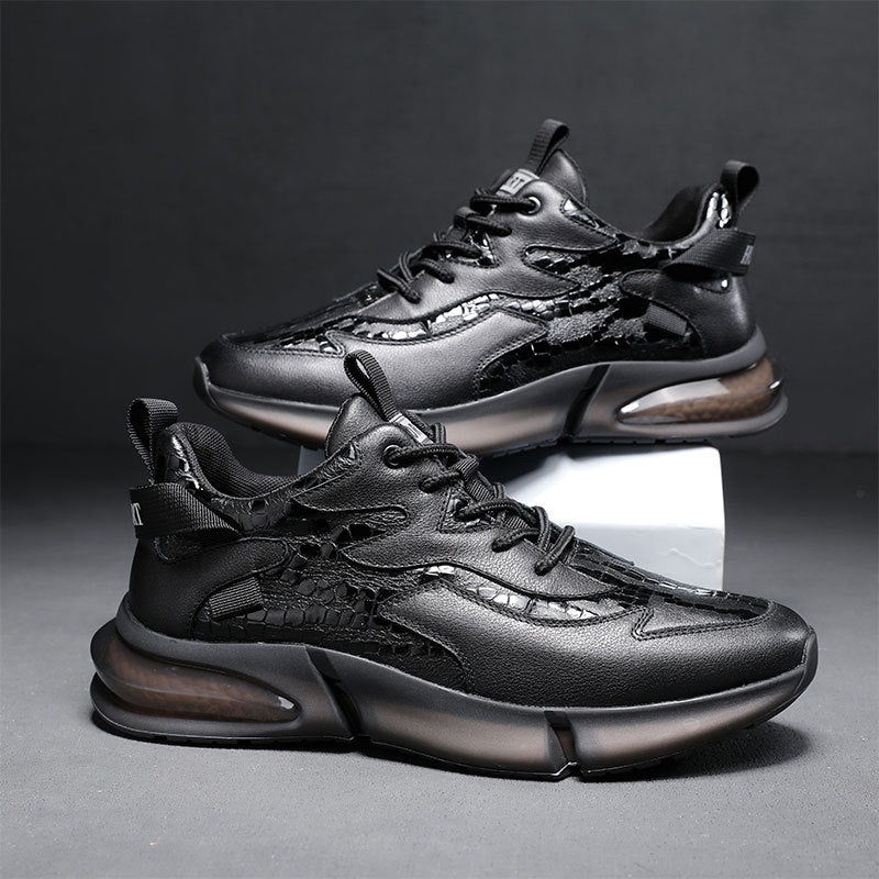 Men's Genuine Autumn First Layer Cowhide Platform Sneakers