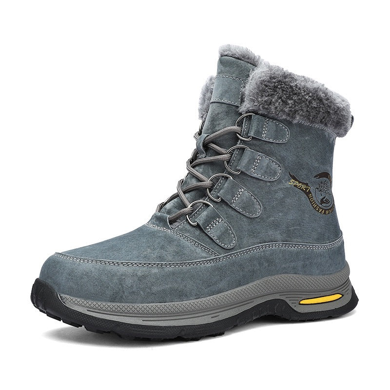 Men's Winter Fleece-lined Warm Slugged Bottom Outdoor Snow Boots
