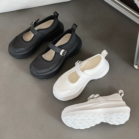 Women's Mesh Breathable Thick Bottom Increased Mary Women's Casual Shoes