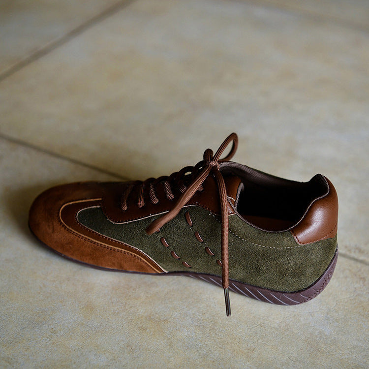 Women's Cowhide Genuine Retro German Training Color Matching Thick Women's Sports Shoes