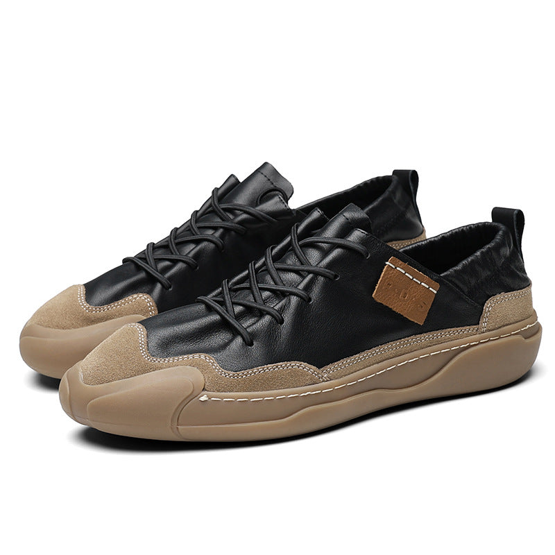 Men's Black Thick Bottom Color Matching Board Sneakers