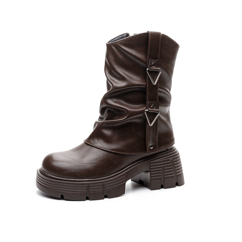 Women's Height Increasing Small Pile Style Fleece-lined Keep Boots