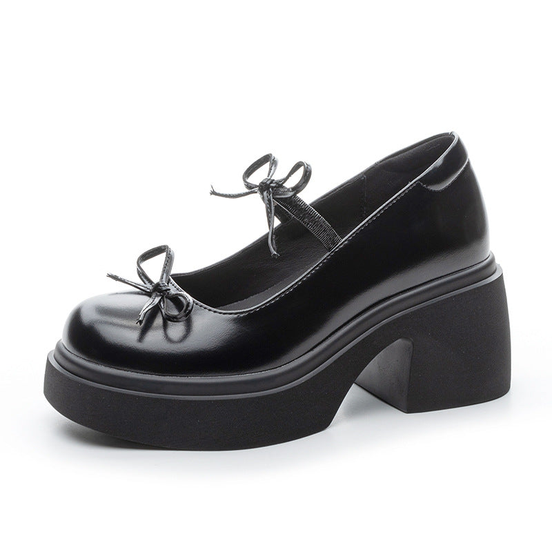 Women's Chunky Height Increasing Slip-on British College Style Women's Fashion Shoes