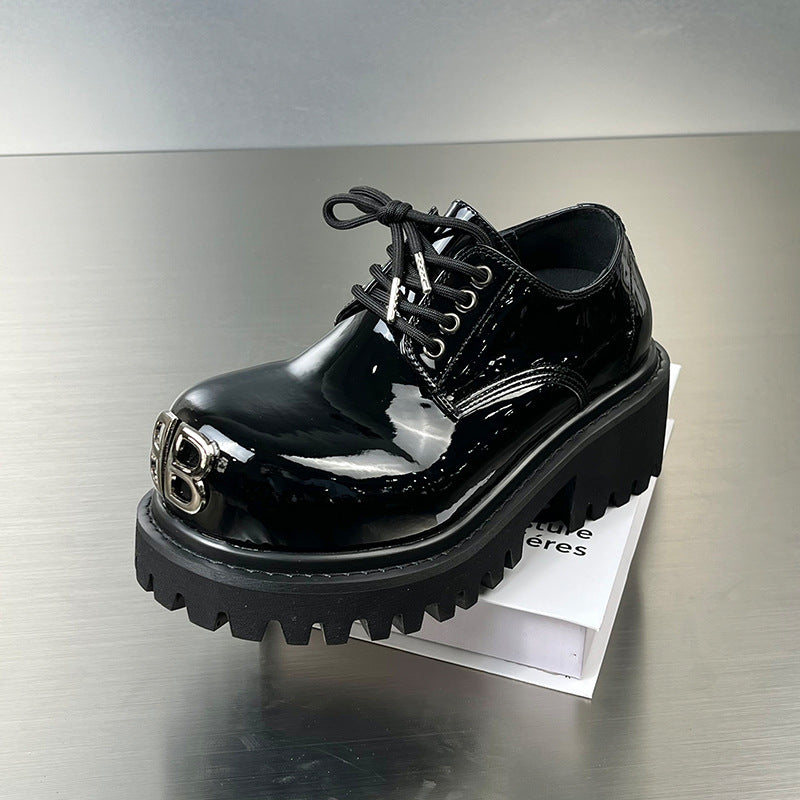 British Style Hidden Platform Motorcycle Fashionable Men's Casual Leather Shoes
