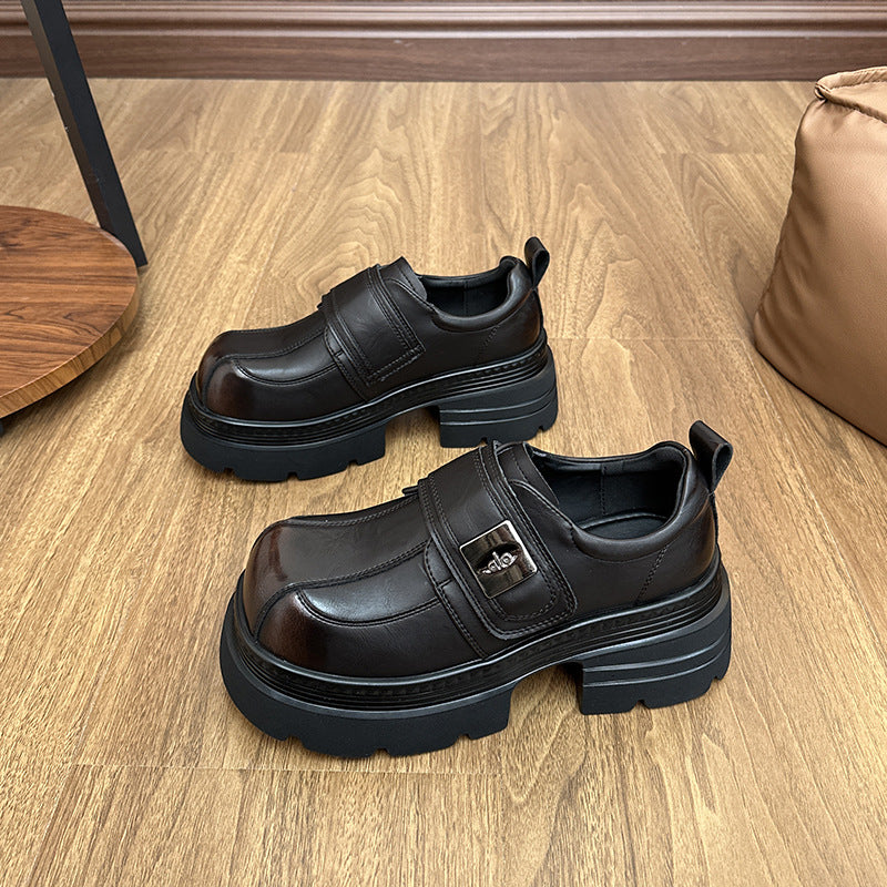 Spring Thick Bottom Increased Chunky British Velcro Loafers